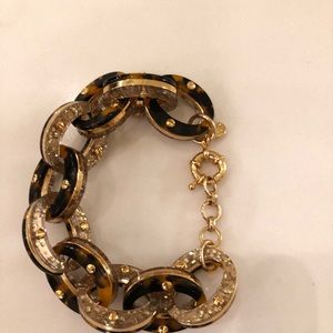 J Crew Tortoise and Gold link Bracelet